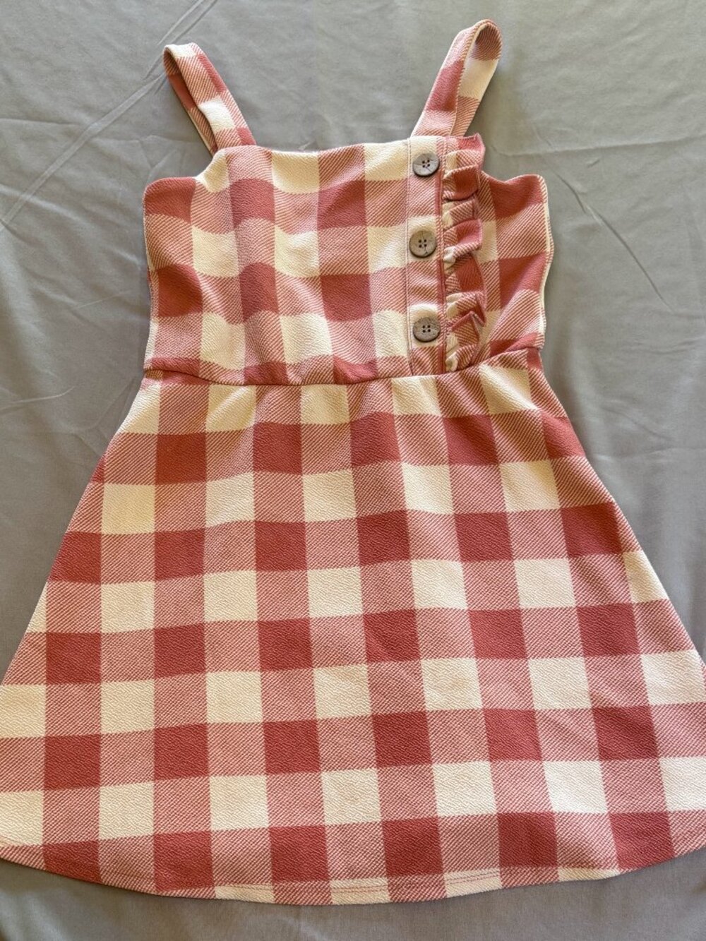 Jenna & Jessie Girl's Size 8 Grigham Overall Dress Pink And White